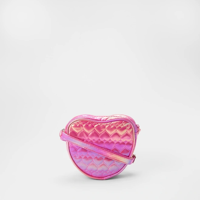 Bolsa Transversal Gabrielinha Pequena Coração Matelassê Holográfica Rosa