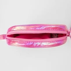 Bolsa Transversal Gabrielinha Pequena Coração Matelassê Holográfica Rosa