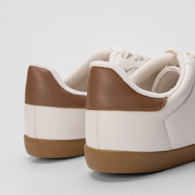 Tênis Casual Feminino Penélope Detalhe Recorte Bege
