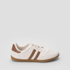 Tênis Casual Feminino Penélope Detalhe Recorte Bege