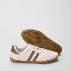 Tênis Casual Feminino Penélope Detalhe Recorte Bege