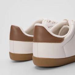 Tênis Casual Feminino Penélope Detalhe Recorte Bege
