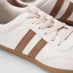 Tênis Casual Feminino Penélope Detalhe Recorte Bege