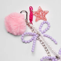 Chaveiro Charm Enfeite Laços & Pompom Multicolor