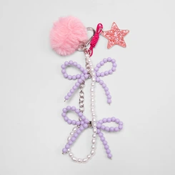 Chaveiro Charm Enfeite Laços & Pompom Multicolor
