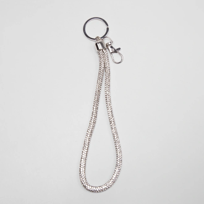 Chaveiro Charm Stz Detalhe Strass Prata