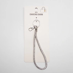 Chaveiro Charm Stz Detalhe Strass Prata