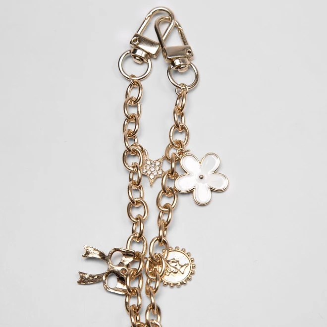 Chaveiro Charm Stz Corrente Com Pigentes Decorados Ouro