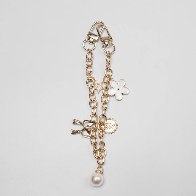 Chaveiro Charm Stz Corrente Com Pigentes Decorados Ouro