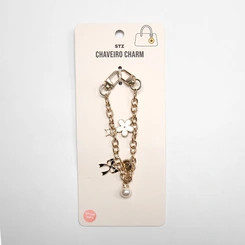 Chaveiro Charm Stz Corrente Com Pigentes Decorados Ouro
