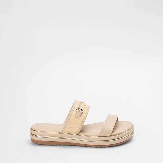 Tamanco Flatform Gabriela Detalhe Fivela Marfim