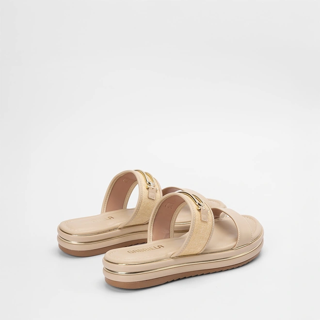 Tamanco Flatform Gabriela Detalhe Fivela Marfim