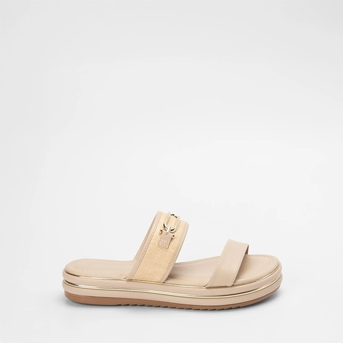 Tamanco Flatform Gabriela Detalhe Fivela Marfim