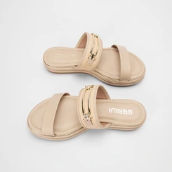 Tamanco Flatform Gabriela Detalhe Fivela Marfim