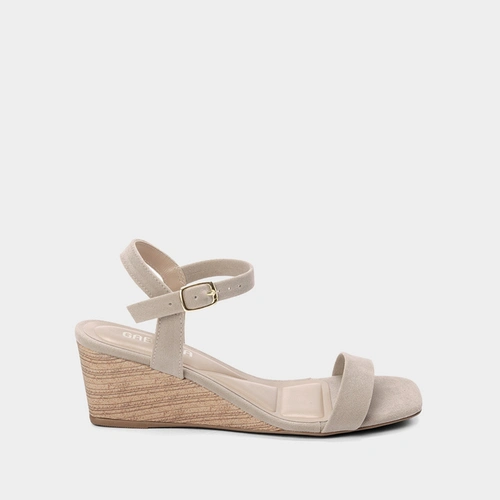 Sandália Gabriela Salto Anabela Médio Feminina Nude