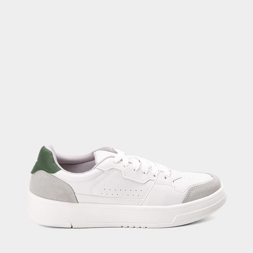 Tênis Casual Masculino Mac & Jac Recortes Em Camurça Branco