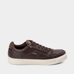 Tênis Casual Masculino Woche Detalhe Zíper Elástico Marrom