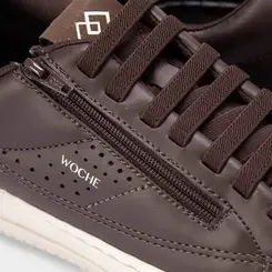 Tênis Casual Masculino Woche Detalhe Zíper Elástico Marrom