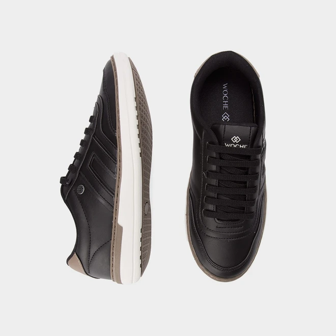 Tênis Casual Masculino Woche Elástico Preto