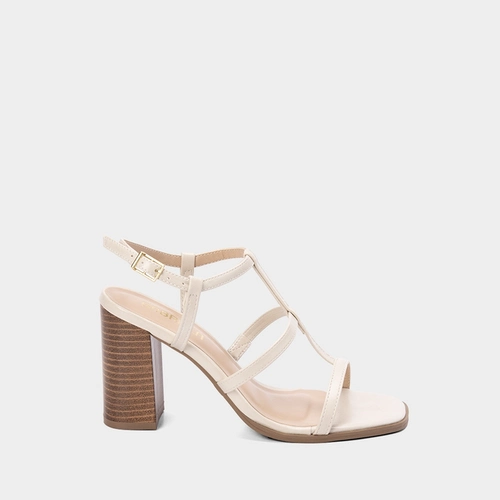 Sandália Gabriela Salto Grosso Tiras Slim Off White