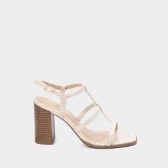 Sandália Gabriela Salto Grosso Tiras Slim Off White