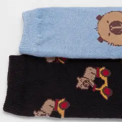 Kit Meia Infantil STZ Cano Médio Capivara 2 Pares 4-6  Anos 26-29 Azul