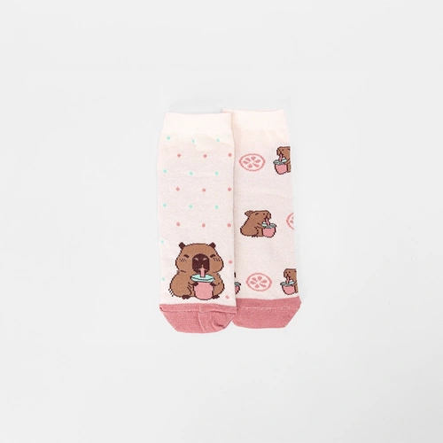 Kit Meia Infantil STZ Cano Médio Capivara 2 Pares 22-25 Multicolor