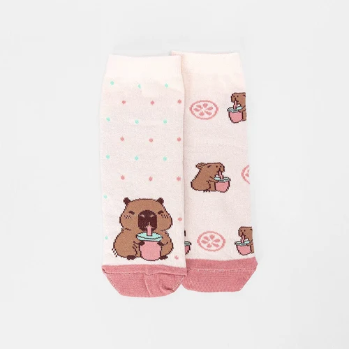 Kit Meia Infantil STZ Cano Médio Capivara 2 Pares 30-33 Multicolor