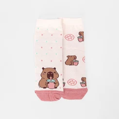 Kit Meia Infantil STZ Cano Médio Capivara 2 Pares 30-33 Multicolor