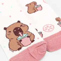 Kit Meia Infantil STZ Cano Médio Capivara 2 Pares 30-33 Multicolor