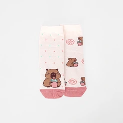 Kit Meia Infantil STZ Cano Médio Capivara 2 Pares 26-29 Multicolor