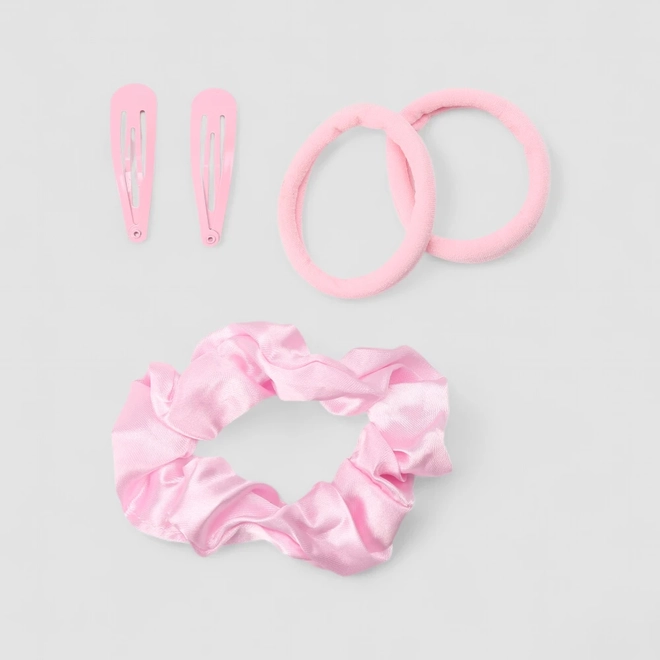 Kit 2 Tic Tac & 3 Elásticos Gabriela Beauty Cetim Rosa