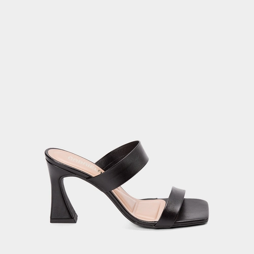 Tamanco Salto Flare Alto Feminino Gabriela Duas Tiras Preto