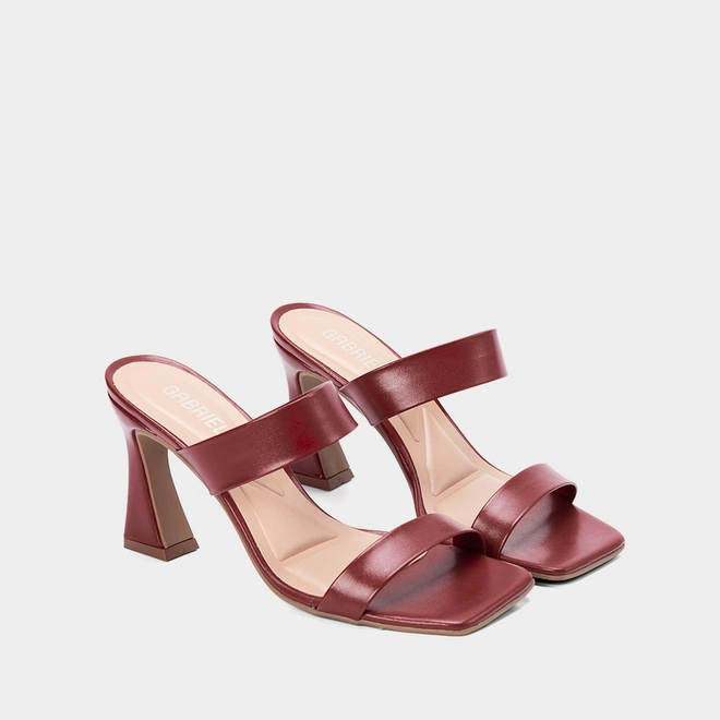 Tamanco Feminino Gabriela Salto Alto Flare Vinho
