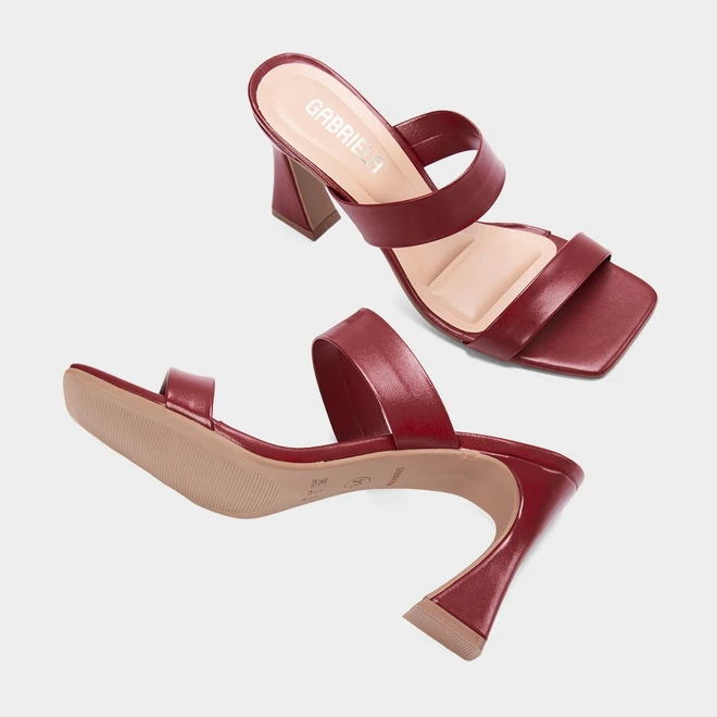 Tamanco Feminino Gabriela Salto Alto Flare Vinho