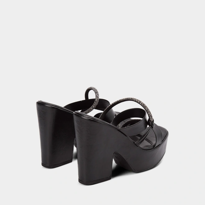 Tamanco Feminino Gabriela Meia Pata Tira Strass Preto