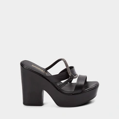 Tamanco Feminino Gabriela Meia Pata Tira Strass Preto