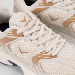 Tênis Esportivo Feminino Vertus Jogging Detalhe Bege & Marrom