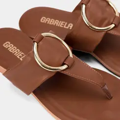 Rasteira Feminina Gabriela Detalhe Argola Marrom