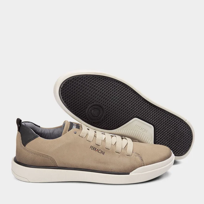 Tênis Casual Ferracini Star Couro Bege