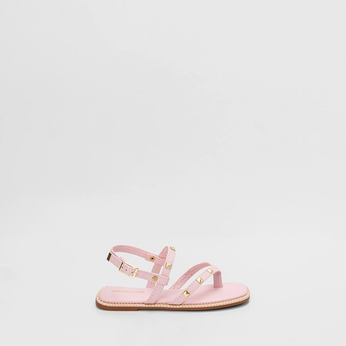 Sandália Rasteira Infantil Gabrielinha Tachas Rosa
