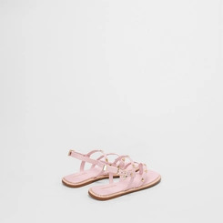 Sandália Rasteira Infantil Gabrielinha Tachas Rosa