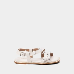 Sandália Rasteira Gabrielinha Infantil  Rebites Off White