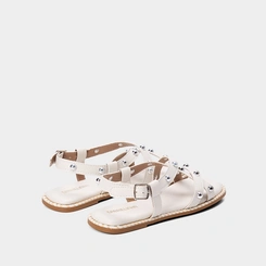 Sandália Rasteira Gabrielinha Infantil  Rebites Off White