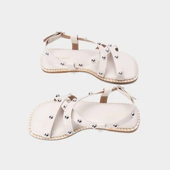 Sandália Rasteira Gabrielinha Infantil  Rebites Off White