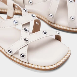 Sandália Rasteira Gabrielinha Infantil  Rebites Off White