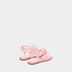 Sandália Rasteira Infantil Gabrielinha Detalhe Flor & Strass Rosa