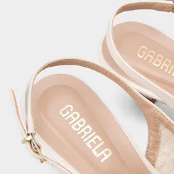 Scarpin Slingback Feminina Gabriela Salto Taça Ráfia Off White