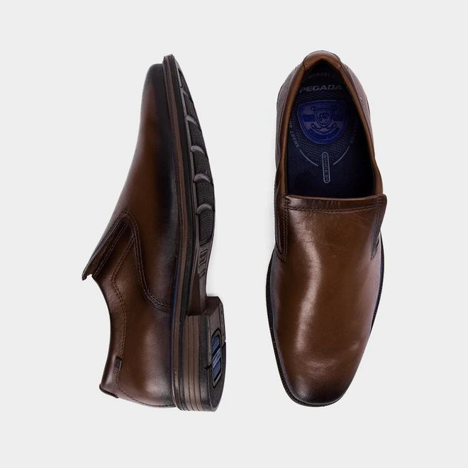 Sapato Social Pegada Stretch Couro Marrom