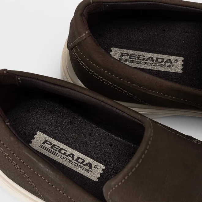 Slip On Masculino Pegada Couro Marrom